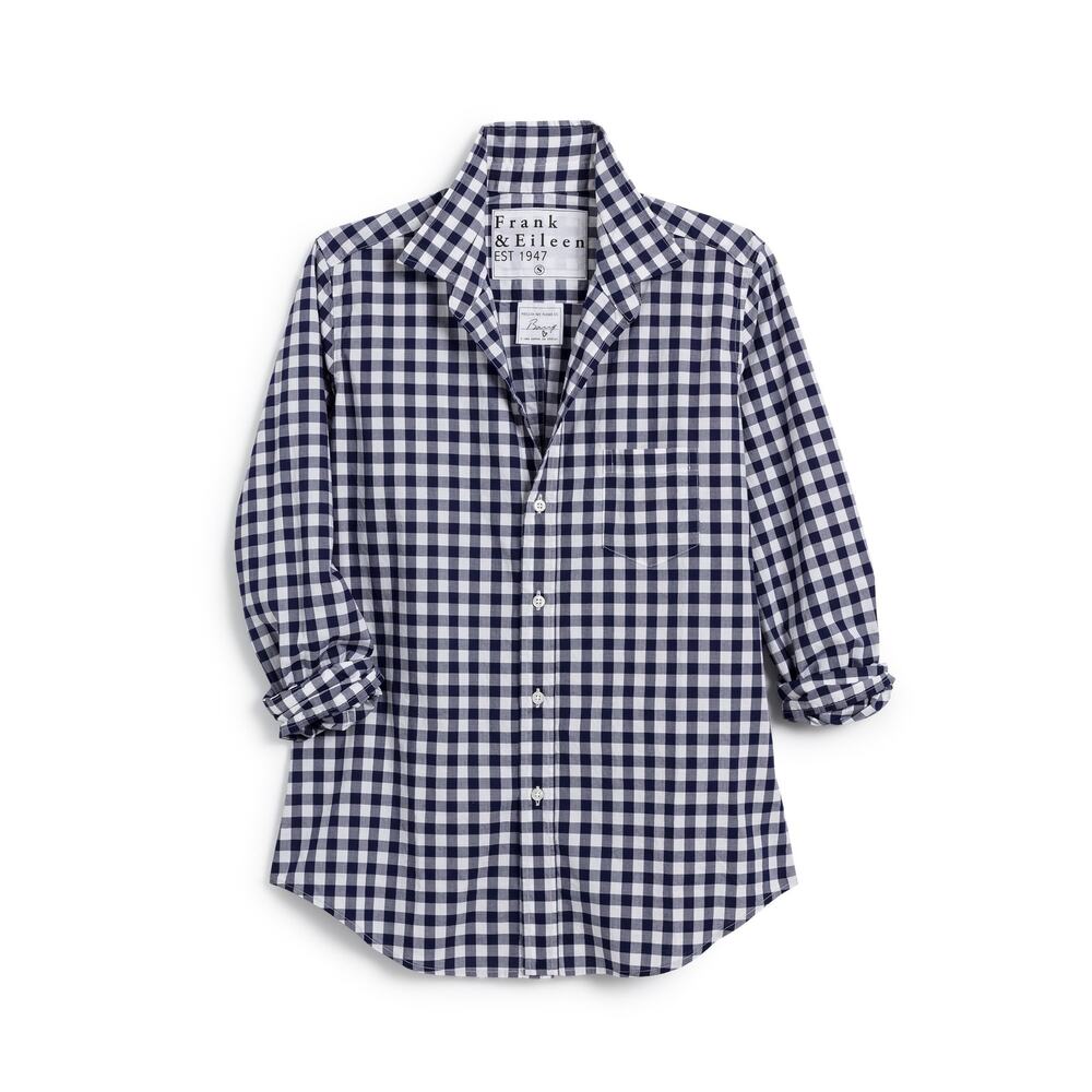 NEW Frank & Eileen Barry Tailored Button-Down Shirt Navy Check Classic Poplin M